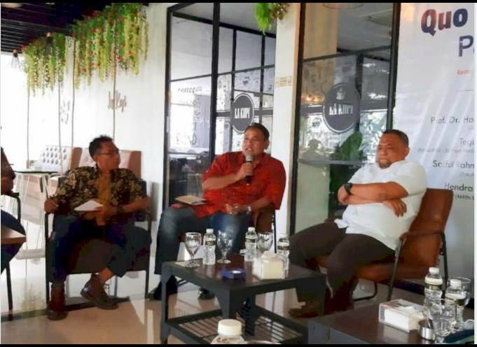 Ketua umum JMSI Teguh Sentosa menjadi narasumber pada acara Fucus Group Discussuon (FGD) dengan tema "Quo Vadis Jakarta Paska Anis*