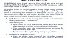 Kualitas Udara Memburuk, Pemko Padang Alihkan Pembelajaran Sekolah ke Daring Mulai Rabu 