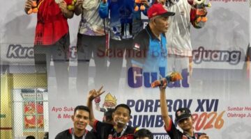 Pegawai Lapas Bukittinggi Sabet Perak PORPROV Sumbar, Miko Sihaloho Tembus Runner-Up Gulat 74 Kg.