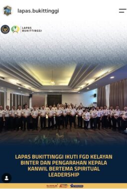 Lapas Bukittinggi Ikuti FGD Kelayan Binter dan Pengarahan Kepala Kanwil Bertema Spiritual Leadership