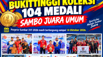 Porprov Sumbar XVI 2026: Bukittinggi Koleksi 104 Medali, Sambo Juara Umum